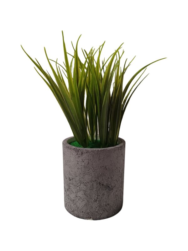 Wheatgrass Plant With Grey Pot - Table Size (Faux) 