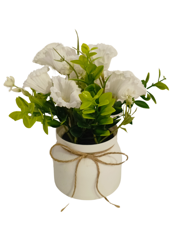 Texas Bluebell Plant With White Pot - Table Size (Faux)