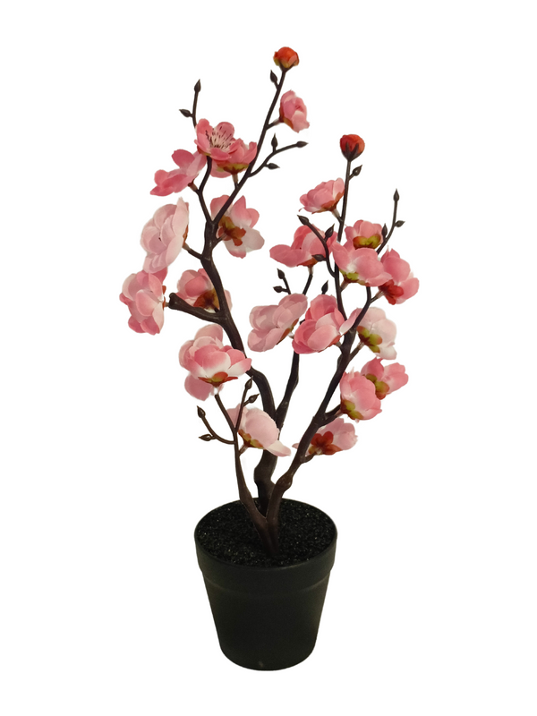 East Asian Cherry Plant With Black Pot - Table Size (Faux)