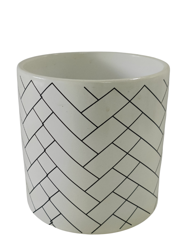 Rectangle Design Pot (White)