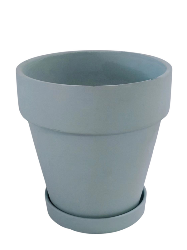 Small Light Blue Pot With Plate