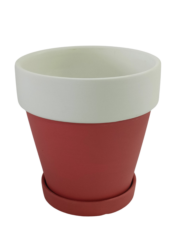 Small Red Pot With Plate