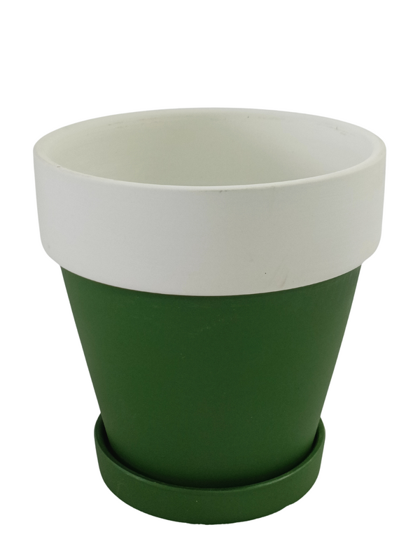 Small Dark Green Pot With Plate