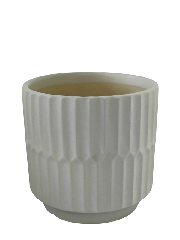White Monochromatic Design Pot