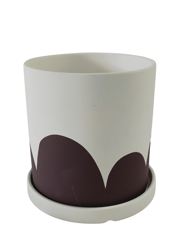 Mountain Design Pot With Plate (Brown)