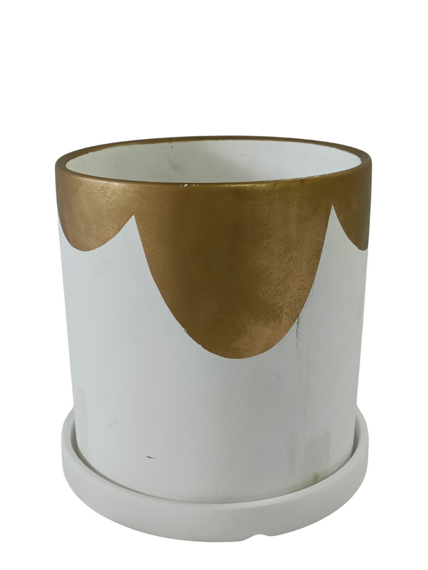 Mountain Design Pot With Plate (Gold)