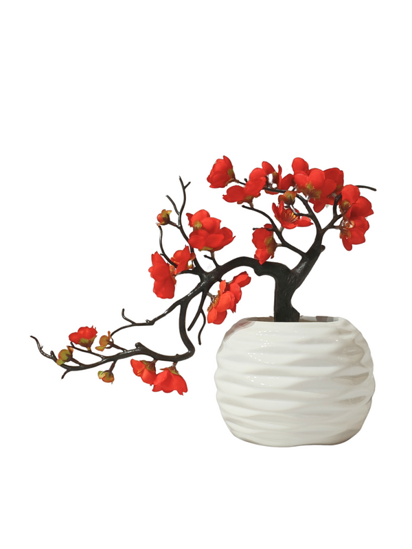 CNY - Maule`s Quince Plant With Round Pot - Table Size (Faux)