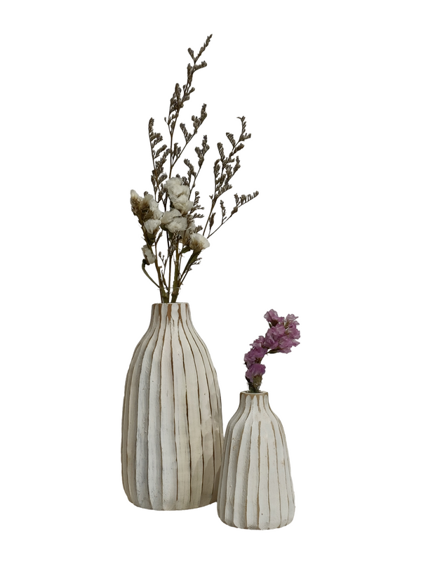 Mini Flower Vase Decor 1 - White (Teak Wood)