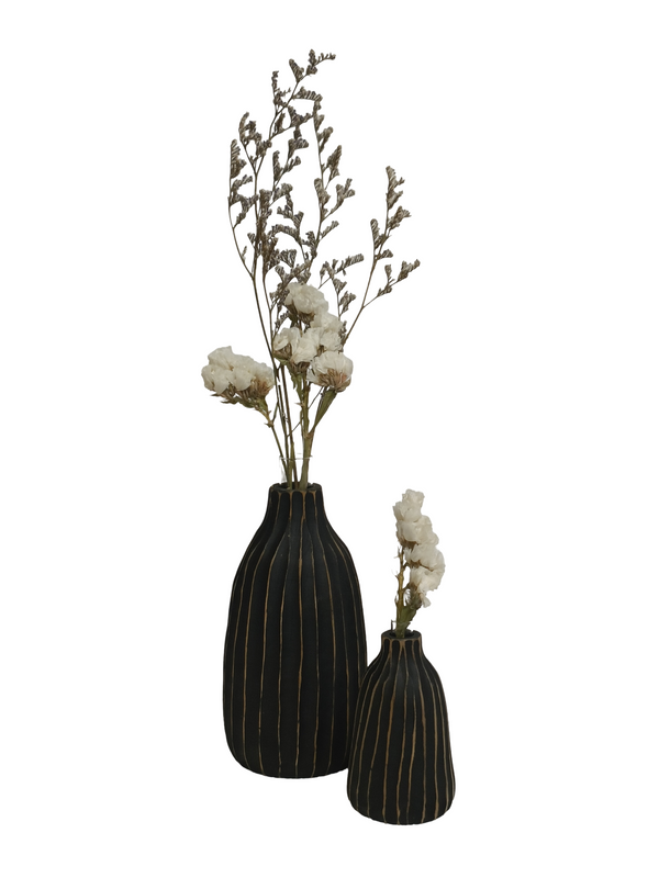 Mini Flower Vase Decor 1 - Black (Teak Wood)