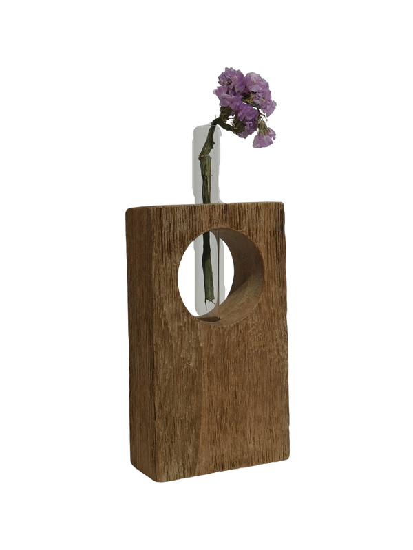 Wooden Vase Design 1 - Natural (Teak Wood)
