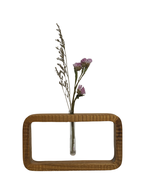 Wall Decor Flower Vase - Natural (Teak Wood)