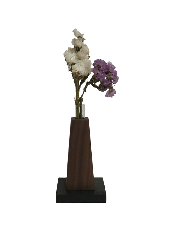 Mini Flower Vase Decor Design 2 - Walnut (Teak Wood)