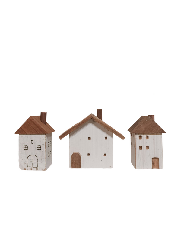Triple Mini House Decor (Teak Wood)
