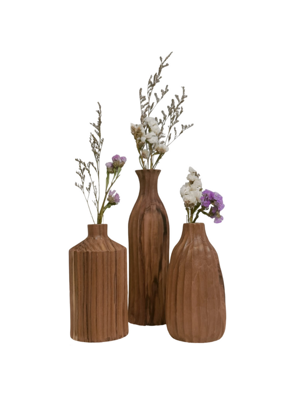 Flower Vase Decor Set - Teak (Teak Wood)