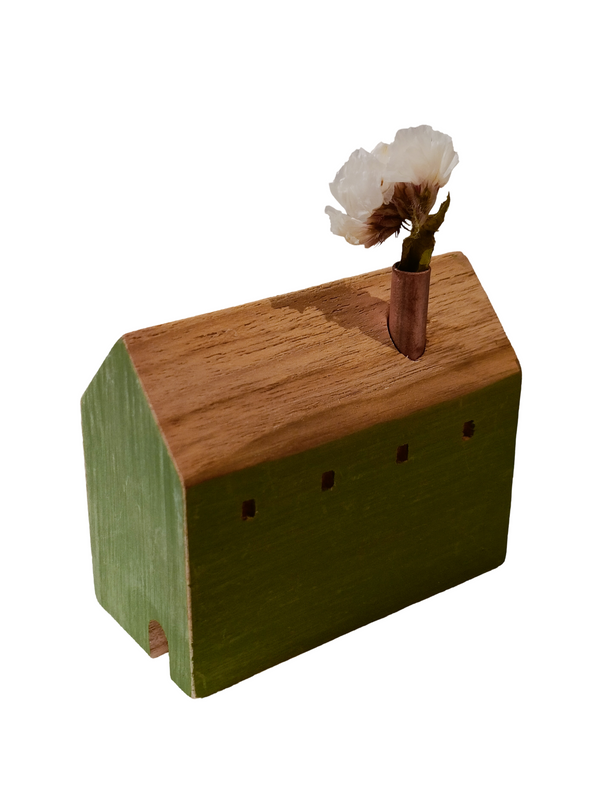 Mini House Decor Design 1 - Green (Teak Wood)