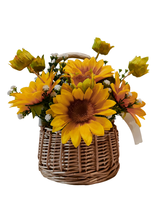 Sunflower With Basket - Table Size (Faux)