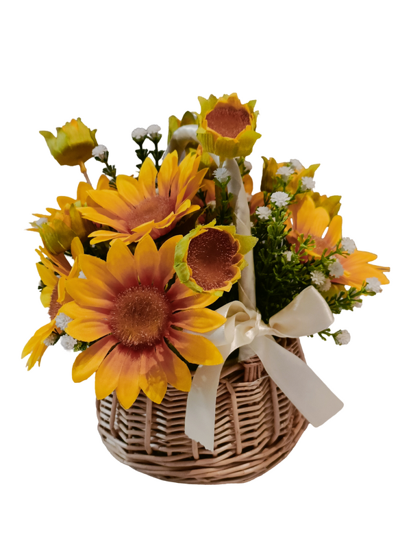 Sunflower With Basket - Table Size (Faux)