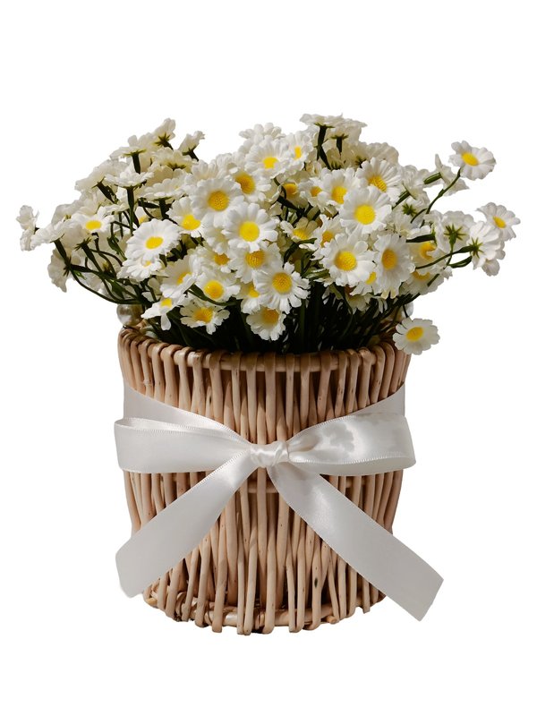 Chrysanthemum Flowers With Basket - Table Size (Faux)