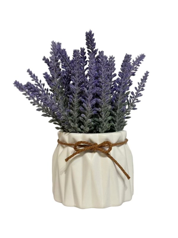 Lavender Plant With White Pot - Table Size (Faux)