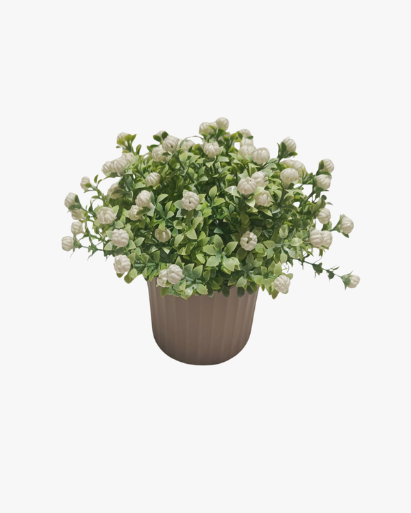 White Flower with Grey Beige Pot - Table Size