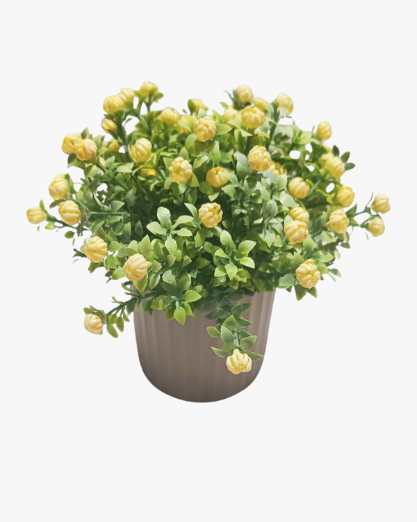 Yellow Flower with Grey Beige Pot - Table Size