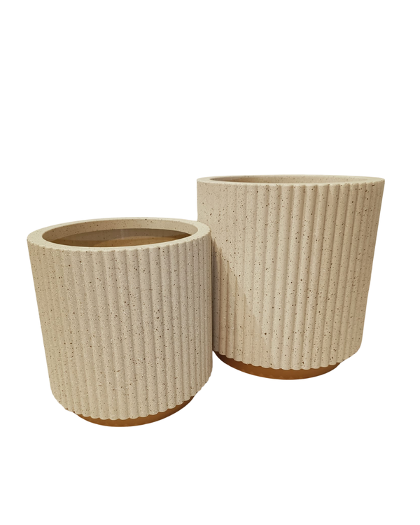 Linear Brown-Base Pot "SOLUS" Series - Beige