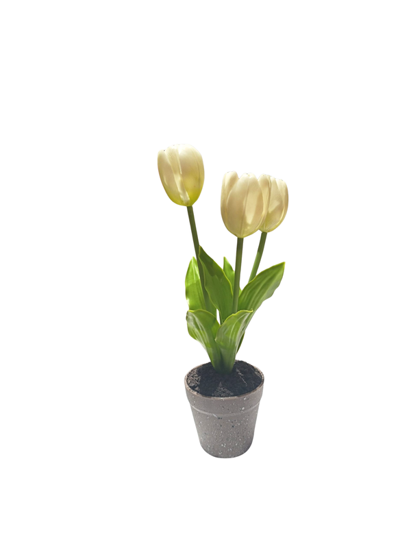 White Tulip With Terrazzo Pot - Table Size (Faux)