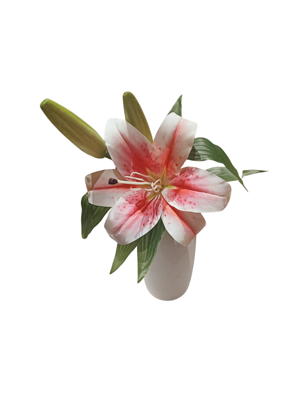 Lily Plant With White Pot (Red) - Table Size (Faux)