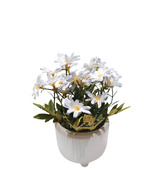 Blue Daisy With White Pot - Table Size (Faux)