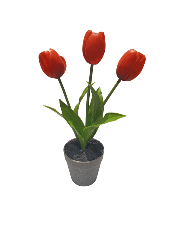 Red Tulip With Terrazzo Pot - Table Size (Faux)