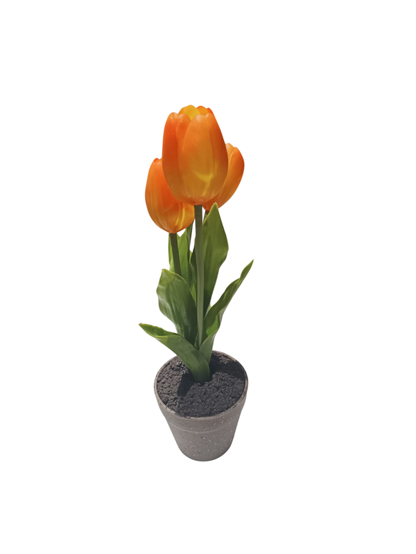 Orange Tulip With Terrazzo Pot - Table Size (Faux)