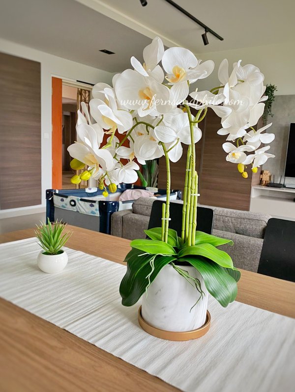 Orchid Plant (White) - Faux