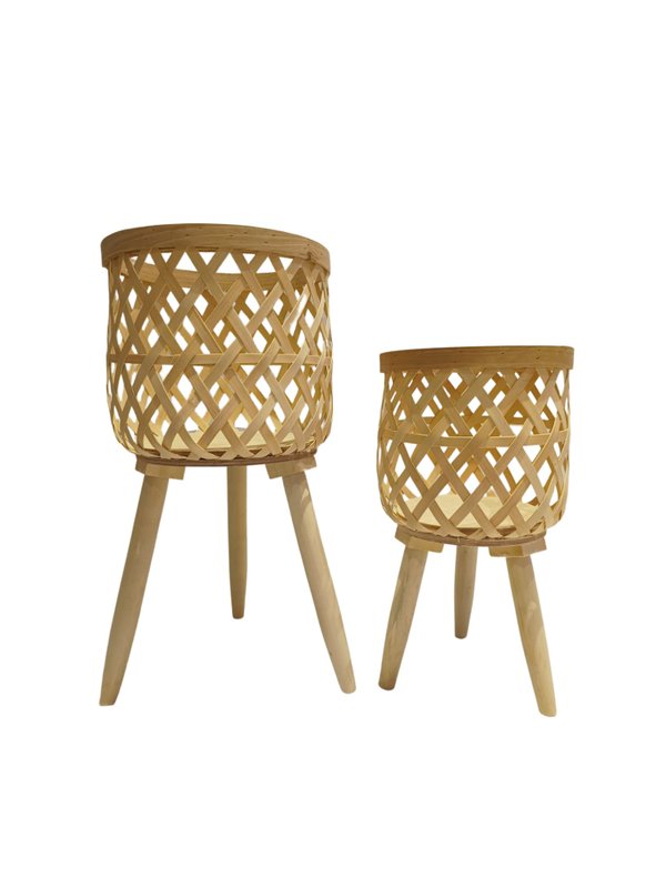 Pots - Rattan Material with Pointed Legs "Scandinavian Design" 